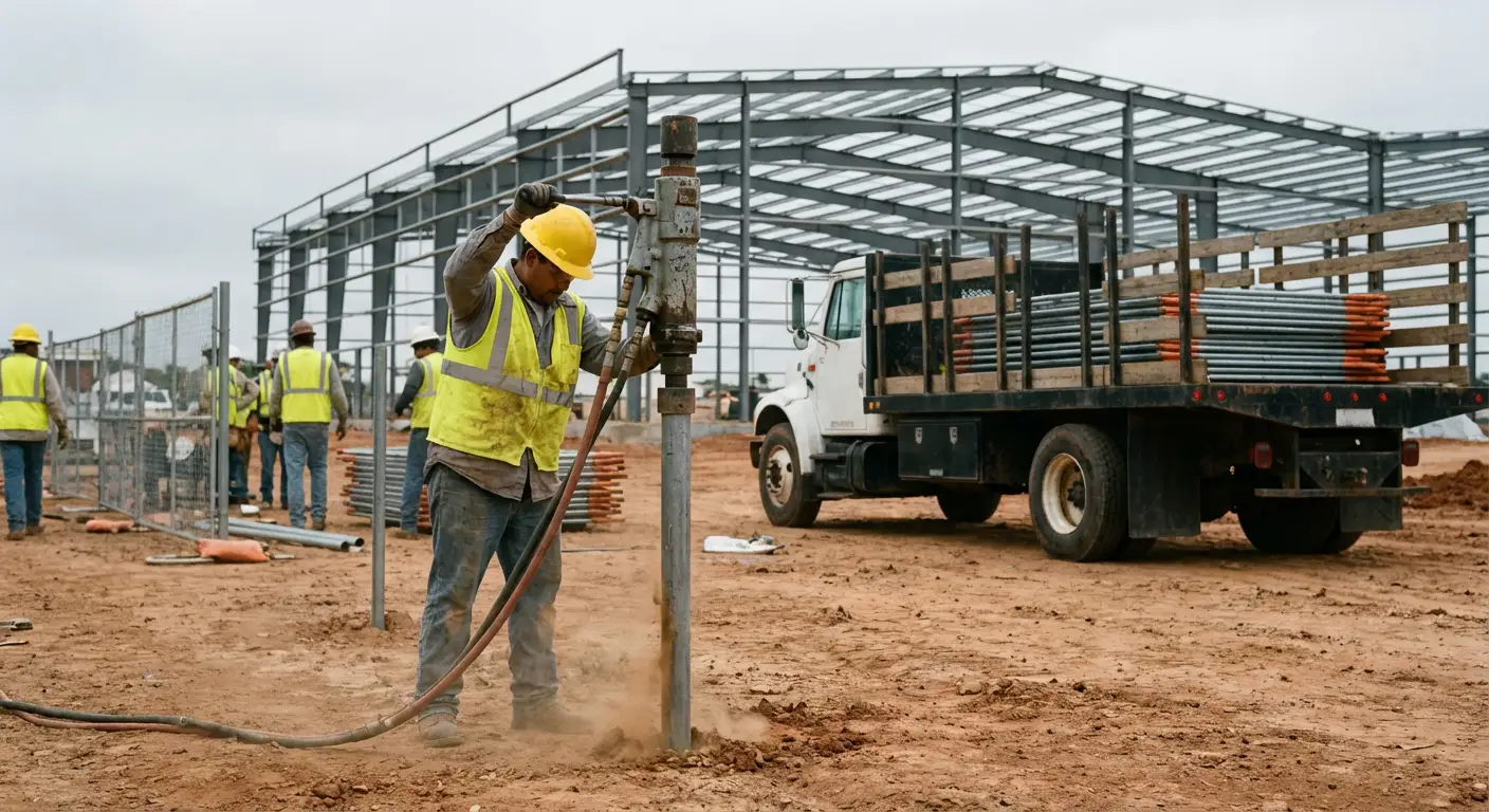 Industrial fencing installation site in Levittown, NY