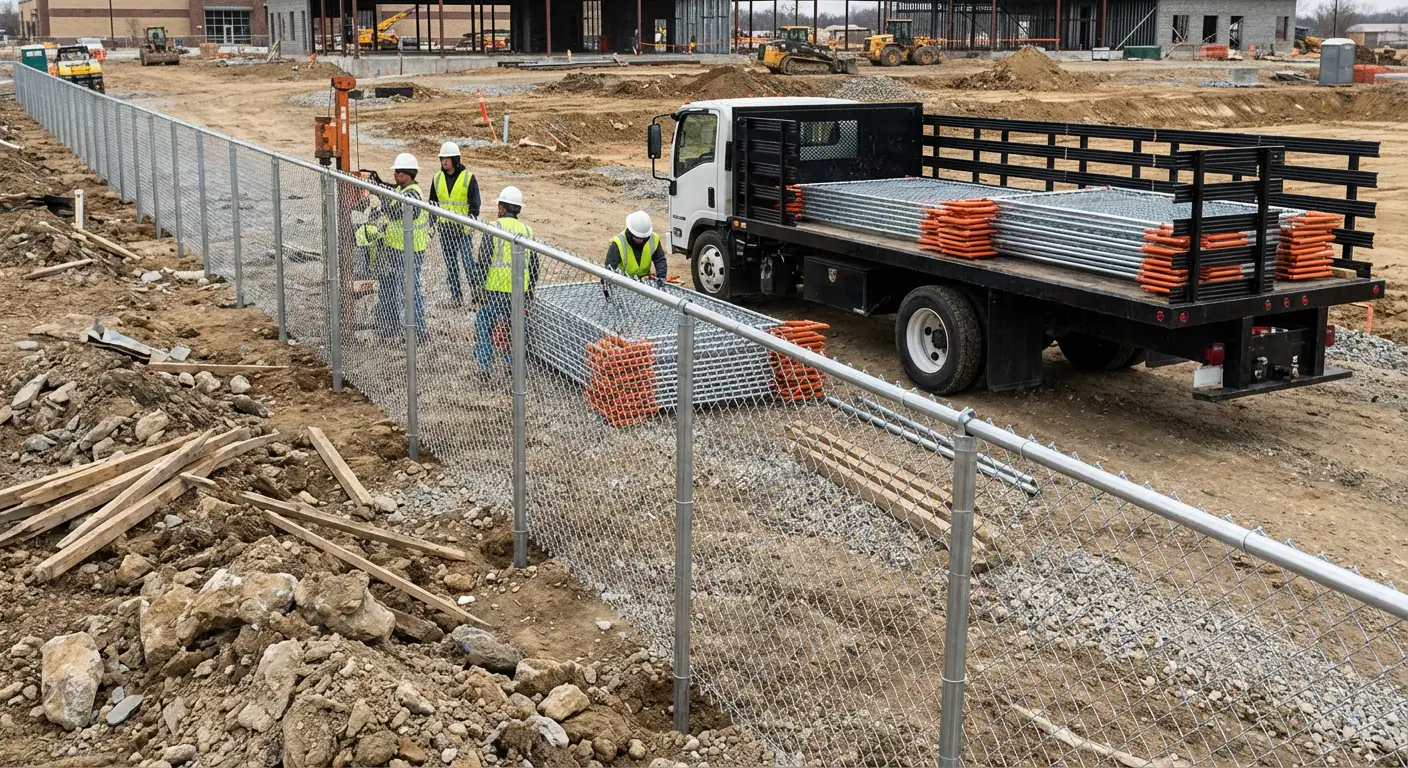 Post-Driven Construction Fence in Levittown, NY