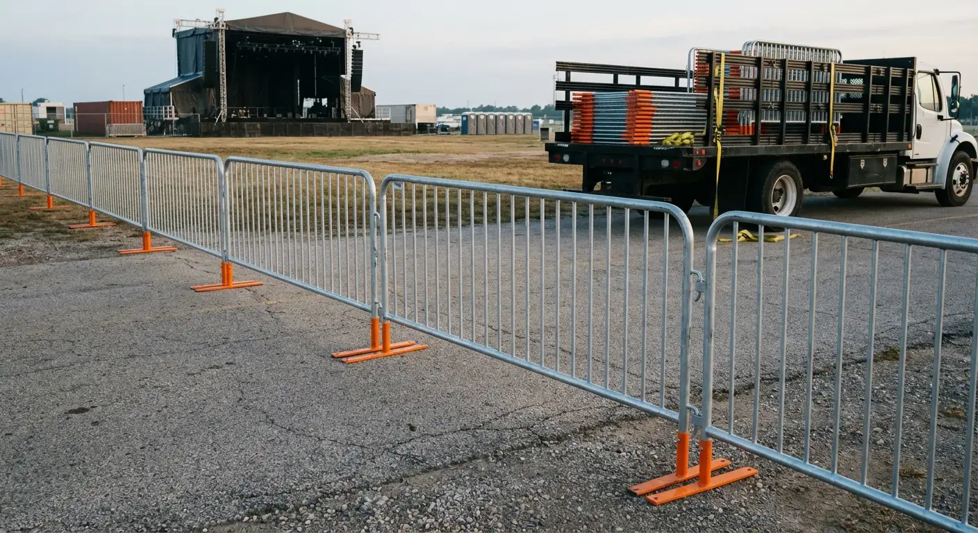 Crowd control barricade setup in Levittown, NY