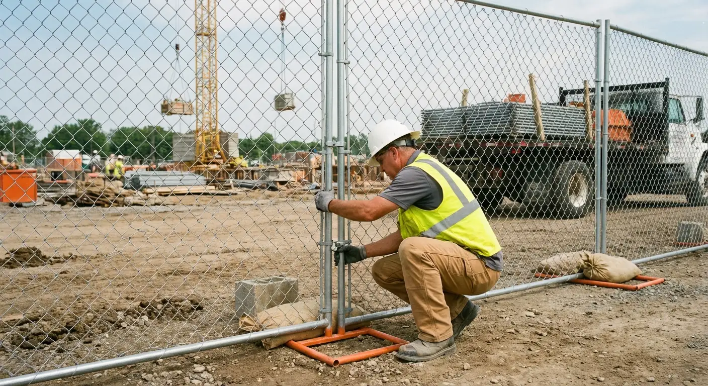Comparison of professional fencing solutions versus DIY risks on a construction site in Levittown, NY