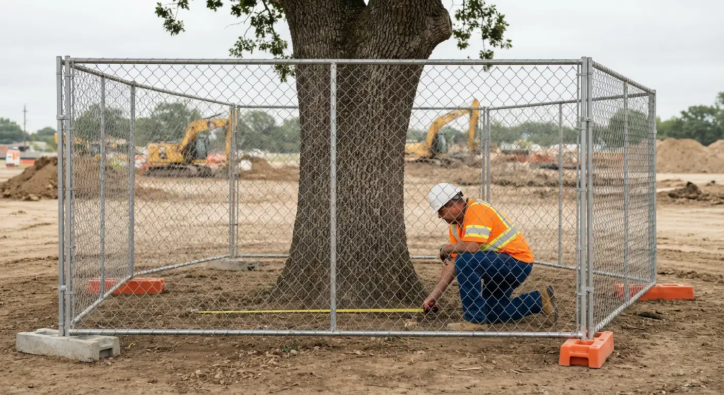 Tree protection zone fencing installation in Levittown, NY