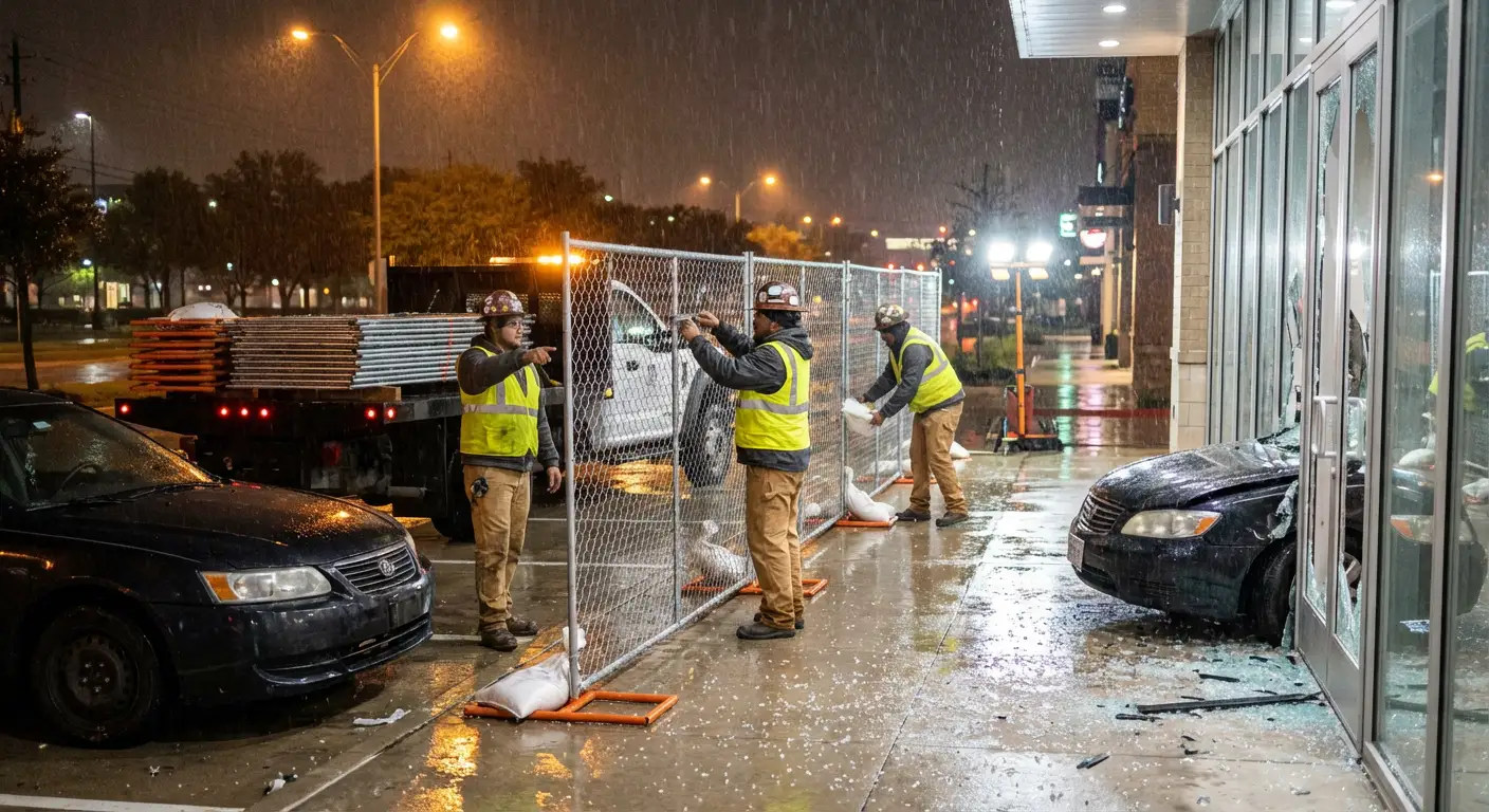 Emergency temporary fencing and dispatch logistics in Levittown, NY